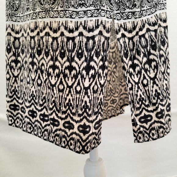 Chico's Button Up Shirt Women's 2, L Long Sleeve Batik Damask Side Slit Tunic - Picture 9 of 12